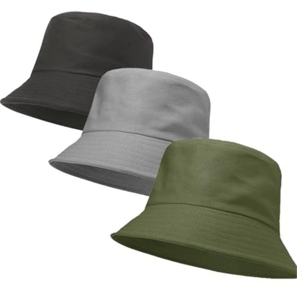 3 Packs Unisex Bucket Hat Solid Colors Sun Hat with UV Protection